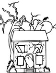 abandoned house coloring page
