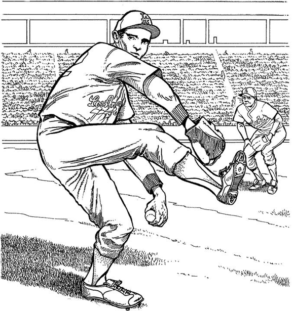 Los Angeles Dodgers Pitcher Baseball Coloring Page